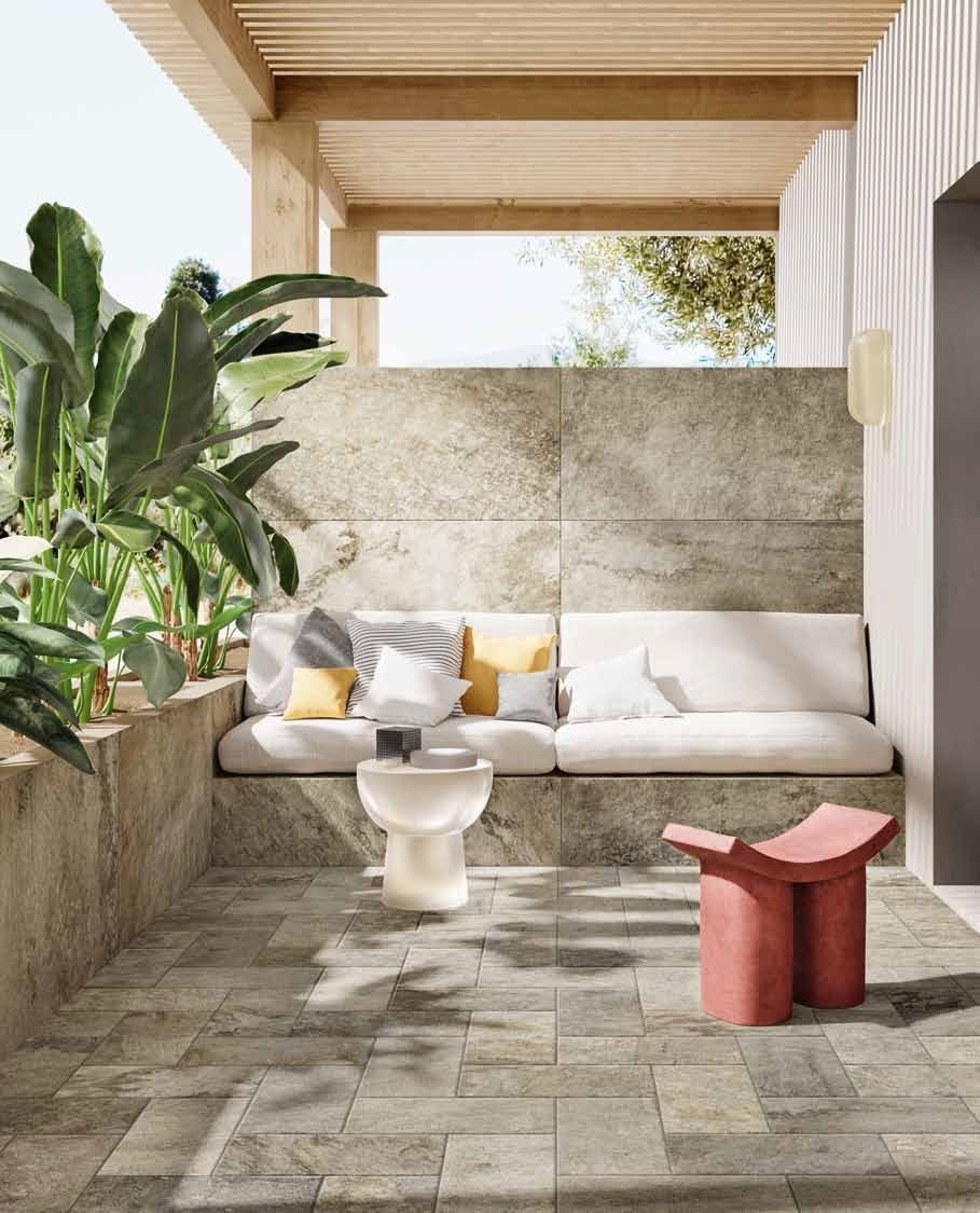 Terasă mediteraneană cu piatră caldă | Inspirație Baie Minimalist