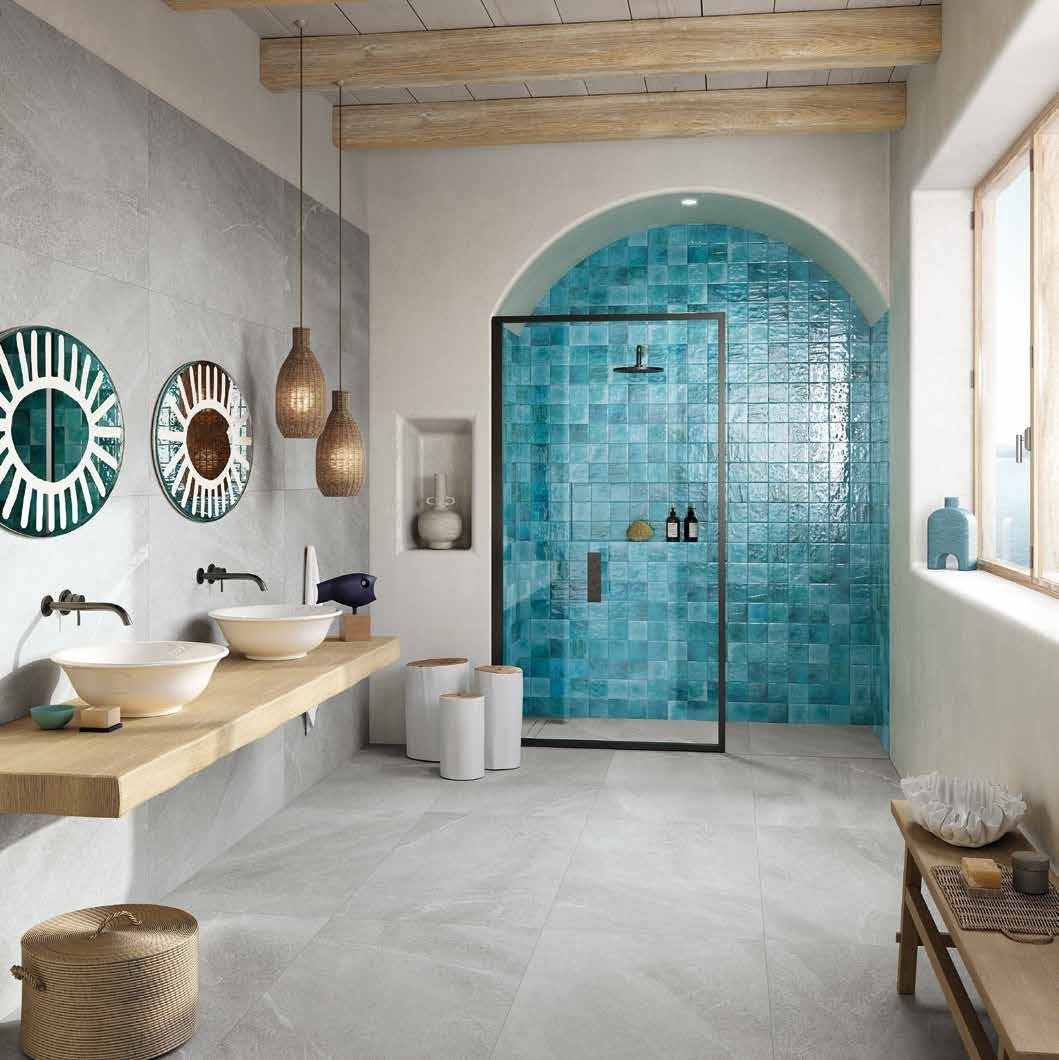 Baie mediteraneană cu accent turcoaz | Inspirație Baie Modern