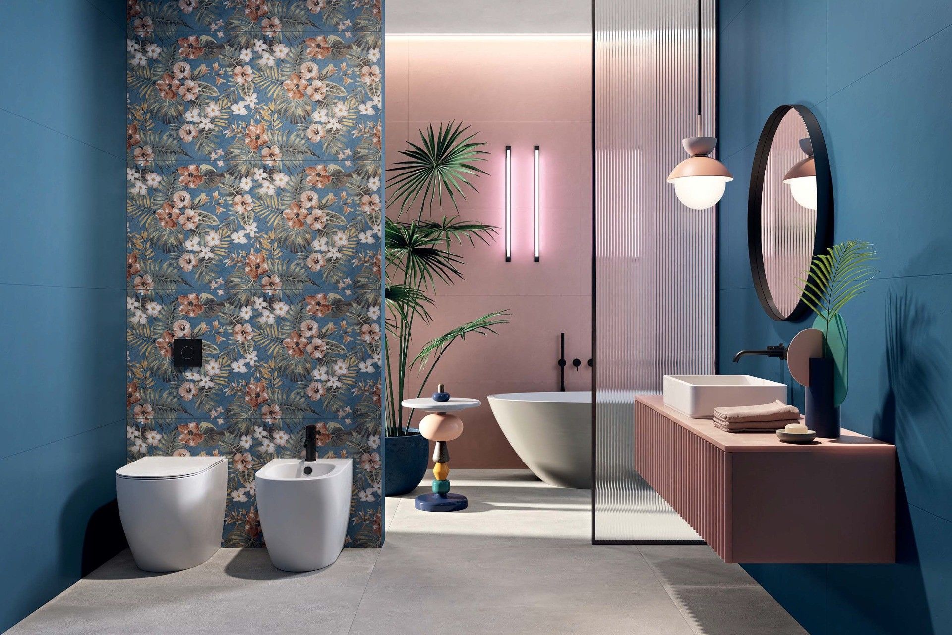 Baie tropicală cu accente vibrante | Inspirație Baie Modern