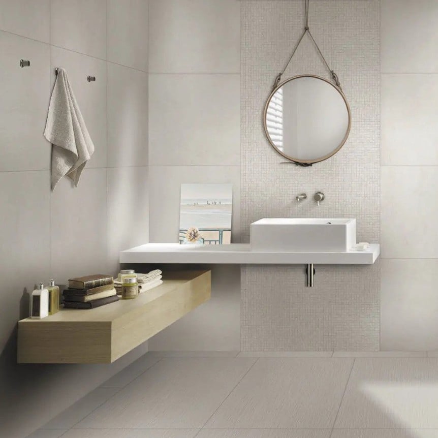 Baie minimalistă, tonuri neutre | Inspirație Baie Industrial