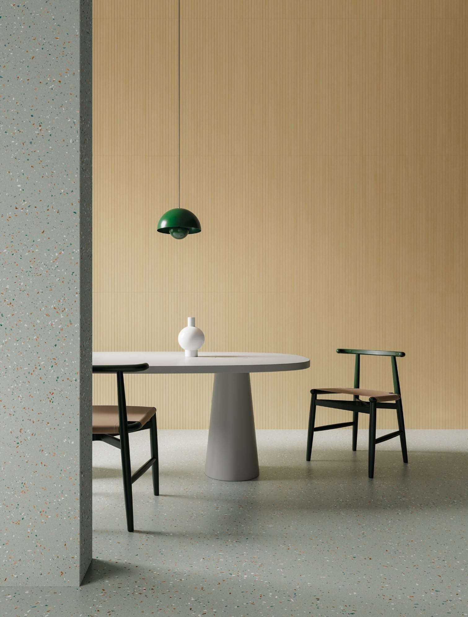 Dining în terrazzo și riflaj | Inspirație Baie Modern