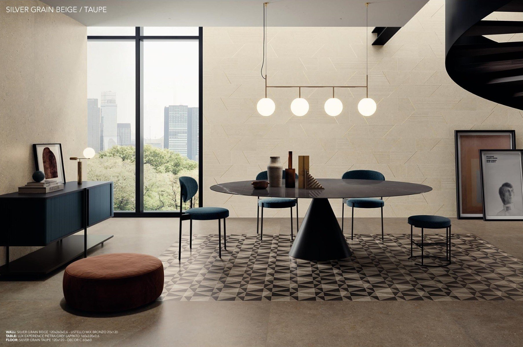Dining urban cu texturi calde | Inspirație Baie Minimalist