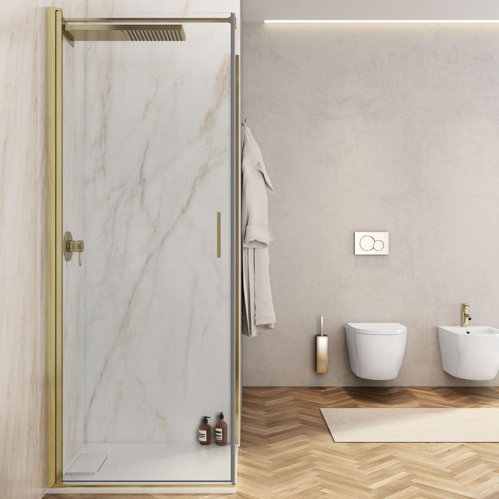 Baie modernă cu accente aurii | Inspirație Baie Modern