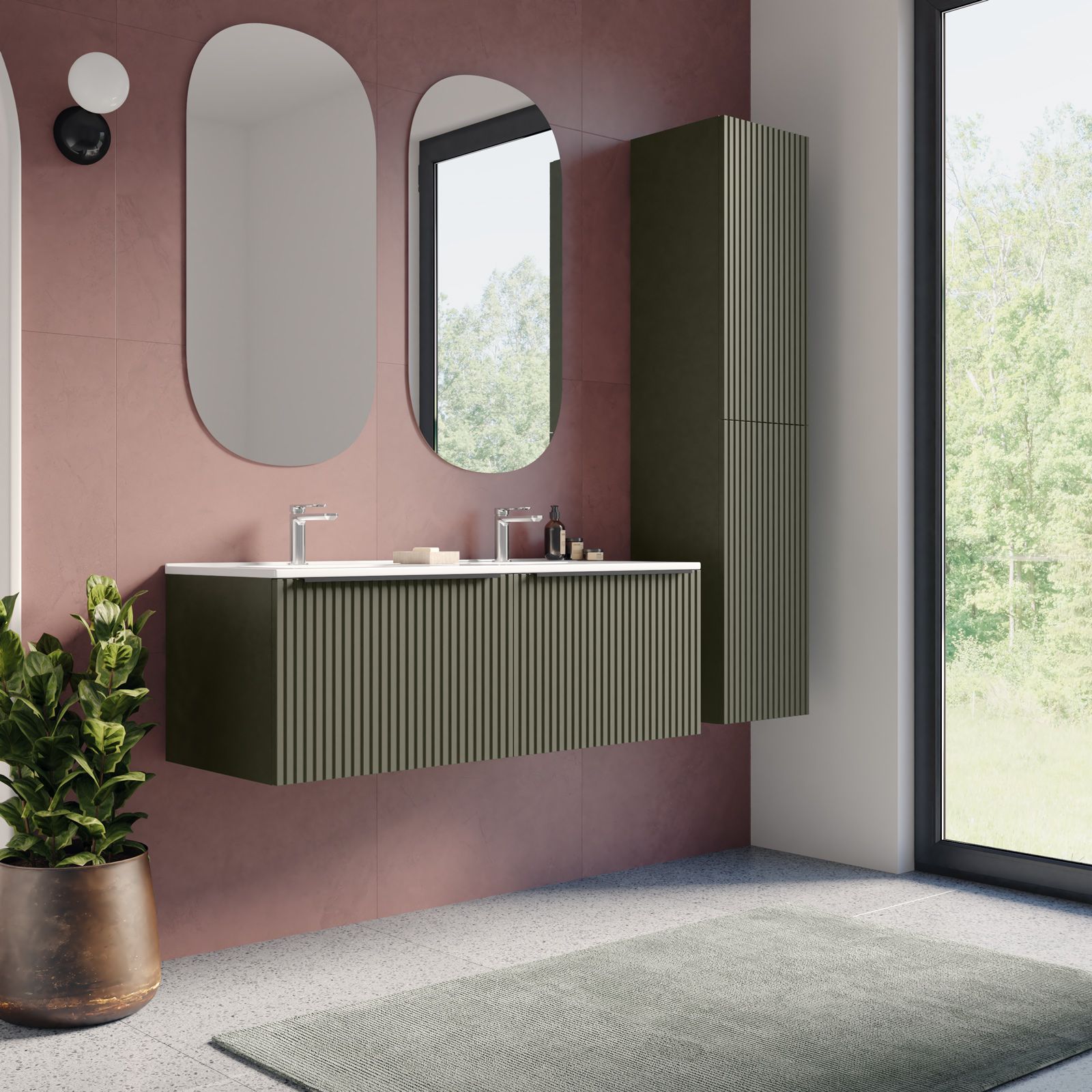 Baie modernă cu accente teracota | Inspirație Baie Modern