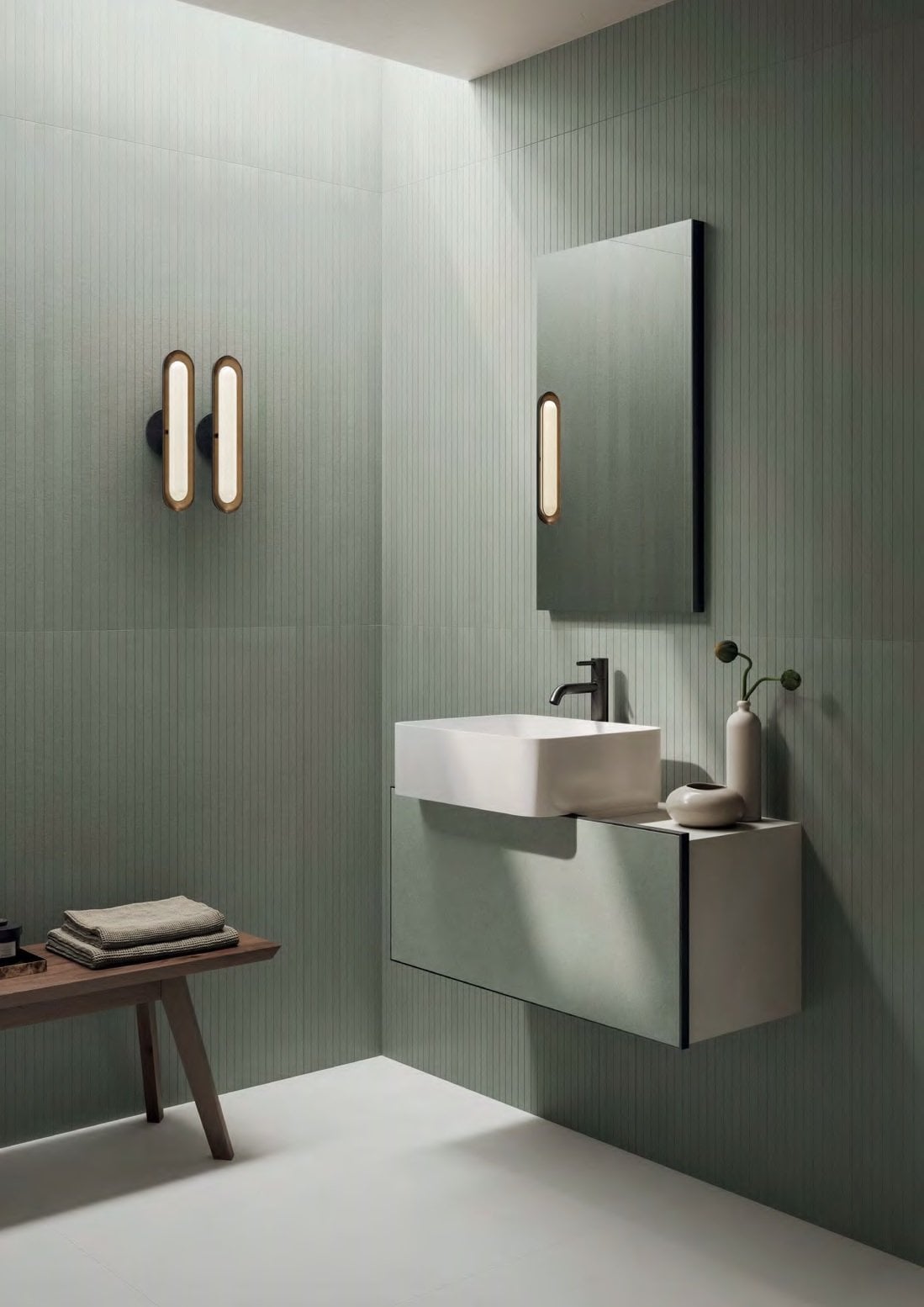 Baie minimalistă în verde mentă | Inspirație Baie Modern