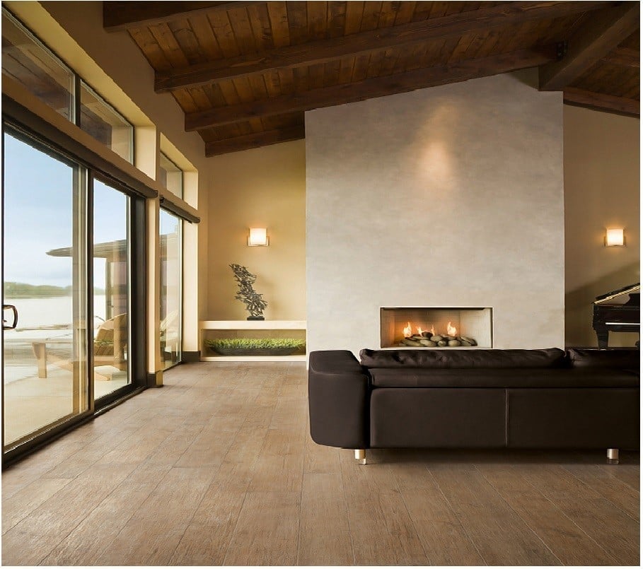 Living cu terasă și șemineu | Inspirație Baie Modern