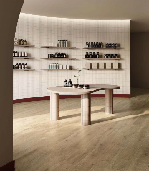 Spațiu comercial minimalist cu lemn | Inspirație Baie Rustic