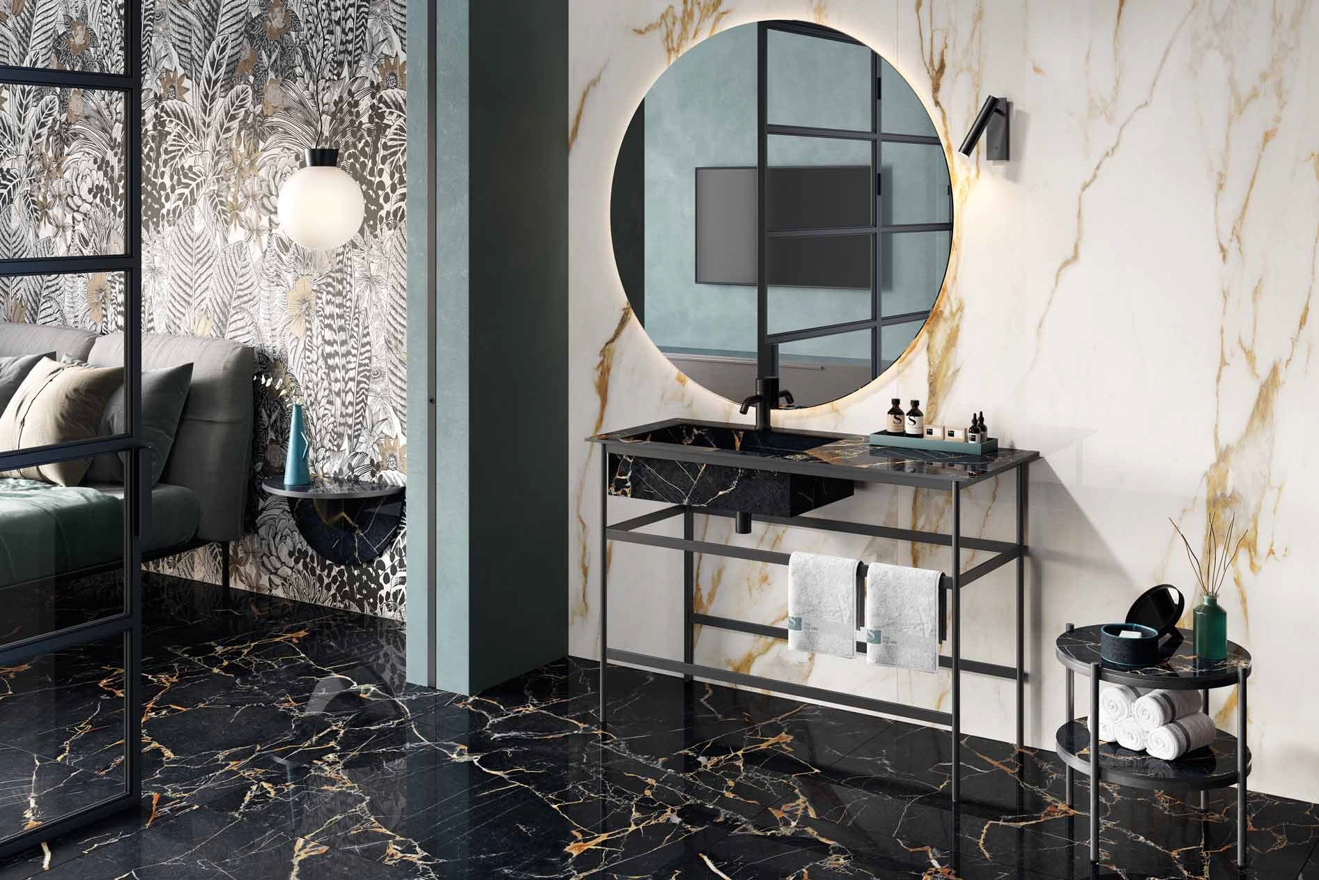 Baie de lux, accente aurii | Inspirație Baie Modern